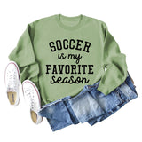 SOCCER IS MY FAVORITE Letters Round Neck Long-sleeved Sweater for Women