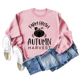 Pumpkin Letter Halloween Crewneck Long Sleeved Sweatshirt Woman