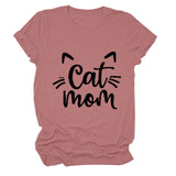 Chat Maman Lettre Col Rond Large Chat Lâche Décontracté Manches Courtes T-shirt Femme
