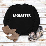 MOMSTER imprimé ample col rond hauts manches longues col rond sweat-shirt
