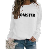 MOMSTER imprimé ample col rond hauts manches longues col rond sweat-shirt