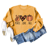 PEACE. LOVE.FALL Letters Love Pumpkin Round Neck Long-sleeved Sweater Women