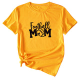 Football Mom Rundhals Damen T-Shirt Lockerer Buchstabe Kurzarm