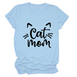 Chat Maman Lettre Col Rond Large Chat Lâche Décontracté Manches Courtes T-shirt Femme
