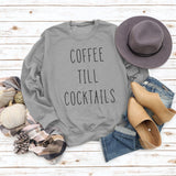 CAFÉ TILL COCKTAILS LETTRE COL ROND Lâche FEMME MANCHES LONGUES SWEAT-SHIRT OVERSIZE