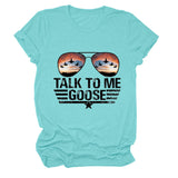 TALK TO ME GOOSE T-shirt imprimé lettre d'été avec col rond et manches courtes