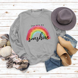 You Are My Sunshine Rainbow Letter Print Sweater for Women