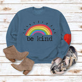 Be Kind – pull ample à manches longues et col rond avec lettres arc-en-ciel, automne et hiver