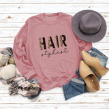 HAIR Stylist Letter Print Langarm Herbst und Winter Bottoming T-Shirt Rundhals Pullover Shirt