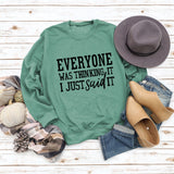EVERYONE Was Thinkingwish Herbst und Winter Casual Tops Große Größe Langarm Pullover
