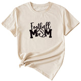 Football Mom Rundhals Damen T-Shirt Lockerer Buchstabe Kurzarm