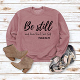 Be Still and Know – pull à manches longues et col rond pour fille, ample, avec lettres imprimées, grande taille, à la mode