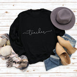 Teacher Letter Loose Bottom Casual Long-sleeved Plus-size Sweatshirt