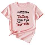 Großes Damen-T-Shirt mit F-Bomb-Mom-Motiv und Tattos