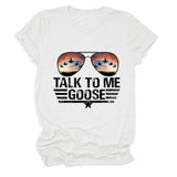TALK TO ME GOOSE T-shirt imprimé lettre d'été avec col rond et manches courtes