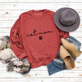 Cat Mom Dog Print Round Neck Loose Letters Fashion Women's Long-sleeved Sweatshirt