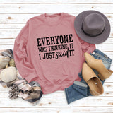 EVERYONE Was Thinkingwish Herbst und Winter Casual Tops Große Größe Langarm Pullover