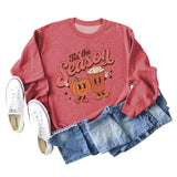 Tis The Reason Letter Rundhals-Pullover für Damen, lockerer, langärmeliger Übergröße