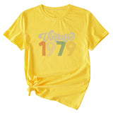 Rundhals 1979 Damen T-Shirt Vintage Buchstabendruck Kurzarm