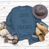CAFÉ TILL COCKTAILS LETTRE COL ROND Lâche FEMME MANCHES LONGUES SWEAT-SHIRT OVERSIZE