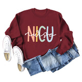 Pull à manches longues et col rond pour femme, vêtement d'infirmière, à la mode, avec lettres d'infirmière NICU
