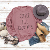 CAFÉ TILL COCKTAILS LETTRE COL ROND Lâche FEMME MANCHES LONGUES SWEAT-SHIRT OVERSIZE