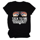 TALK TO ME GOOSE T-shirt imprimé lettre d'été avec col rond et manches courtes