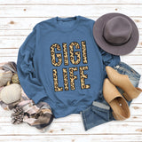 Women's Tops GIGI LIFE Leopard Print Letters Casual Sweatshirt