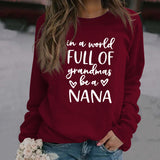 In A World Full Fashion Lettre Col Rond Manches Longues Pull Oversize Fille