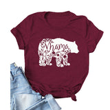 Hauts pour femmes Mama Bear T-shirt décontracté à manches courtes avec lettre pour femme