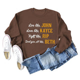 Live Like John Love Damen-Pullover mit Buchstaben, Rundhalsausschnitt, lockeres Langarmshirt, großer Pullover