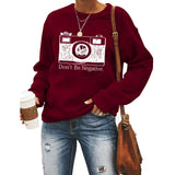 Lockerer Pullover mit Rundhalsausschnitt und langen Ärmeln und „Don’t Be Negative“-Aufdruck
