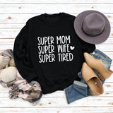 SUPER MOM SUPER WIFE LETTERS HEART BASE LONGSLEEVE DRESS WOMEN