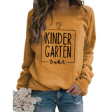 Rundhals-Oberteil, langärmelig, lockeres Sweatshirt mit KINDER GARTEN-Print