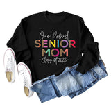 One Proud Senior Mom Leopardenmuster Buchstaben Rundhals Weit Langarm Große Größe Pullover Damen