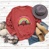 You Are My Sunshine Rainbow Letter Print Sweater for Women