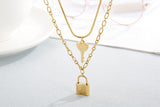 Halskette mit Schlüssel- und Schloss-Anhänger, Edelstahlschmuck für Damen