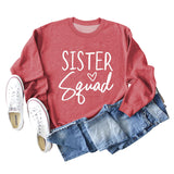 Sister Squad Love Bottom, Lockerer Rundhalsausschnitt, Lange Ärmel, Große Größe Sweatshirt Damen