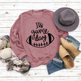 It's Game Day Letter Print Round Neck Autumn and Winter Long-sleeved Sweater