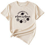 Surrounded By Balls Mom T-Shirt mit Basketball-Muster, Rundhalsausschnitt, kurzärmelig
