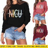 Pull à manches longues et col rond pour femme, vêtement d'infirmière, à la mode, avec lettres d'infirmière NICU