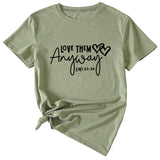 Lässiges Kurzarm-T-Shirt mit Rundhalsausschnitt und Buchstaben-Aufdruck für Damen von Love Them
