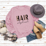 HAIR Stylist Letter Print Langarm Herbst und Winter Bottoming T-Shirt Rundhals Pullover Shirt