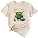 C'est ma chemise porte-bonheur, motif amusant, col rond, manches courtes, femme