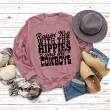 RAISIN HELL WITH Fashionable Women's Round Neck Long Sleeved Shirt Loose Sweater