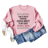 TIME TO SWITCH FROM MY Letter Loose Long Sleeve Womens Sweater