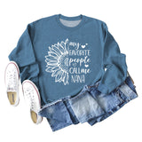 Meine Lieblings-Menschen rufen Sunflower Letter Love Rundhals Langarm Pullover