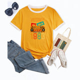 Vintage 1983 Lustiges Muster Damen Kurzarm Bluse T-Shirt