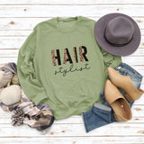 HAIR Stylist Letter Print Langarm Herbst und Winter Bottoming T-Shirt Rundhals Pullover Shirt