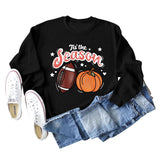 Tis' The Season – pull à manches longues et col rond pour femme, ample, avec lettres de citrouille, Halloween